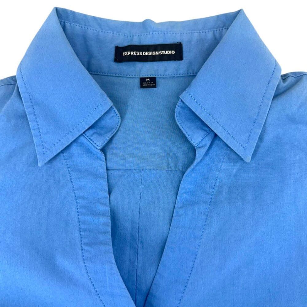 Express Design Studio Blue Fitted Button Down - image 3